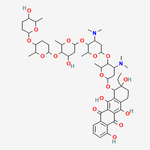 10-[4-(dimethylamino)-5-[4-(dimethylamino)-5-[4-hydroxy-5-[5-(5-hydroxy-6-methyloxan-2-yl)oxy-6-methyloxan-2-yl]oxy-6-methyloxan-2-yl]oxy-6-methyloxan-2-yl]oxy-6-methyloxan-2-yl]oxy-9-ethyl-4,6,9,11-tetrahydroxy-8,10-dihydro-7H-tetracene-5,12-dione