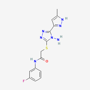 2-{[4-amino-5-(5-methyl-1H-pyrazol-3-yl)-4H-1,2,4-triazol-3-yl]sulfanyl}-N-(3-fluorophenyl)acetamide