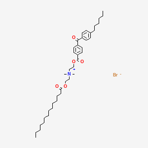 molecular formula C40H62BrNO5 B15400758 Ethanaminium, 2-((4-(4-hexylbenzoyl)benzoyl)oxy)-N,N-dimethyl-N-(2-((1-oxotetradecyl)oxy)ethyl)-, bromide CAS No. 108418-26-4