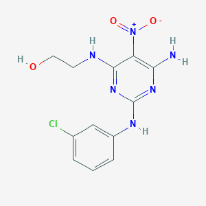 2-[[6-Amino-2-(3-chloroanilino)-5-nitropyrimidin-4-yl]amino]ethanol