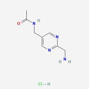 molecular formula C8H13ClN4O B15400876 N-((2-(Aminomethyl)pyrimidin-5-YL)methyl)acetamide hydrochloride 