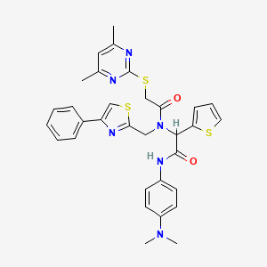 N-[4-(dimethylamino)phenyl]-2-[[2-(4,6-dimethylpyrimidin-2-yl)sulfanylacetyl]-[(4-phenyl-1,3-thiazol-2-yl)methyl]amino]-2-thiophen-2-ylacetamide