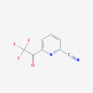 molecular formula C8H3F3N2O B15402331 6-(2,2,2-Trifluoroacetyl)picolinonitrile 