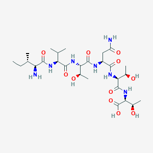 molecular formula C27H49N7O11 B15403184 (2S,3R)-2-[[(2S,3R)-2-[[(2S)-4-amino-2-[[(2S,3R)-2-[[(2S)-2-[[(2S,3S)-2-amino-3-methylpentanoyl]amino]-3-methylbutanoyl]amino]-3-hydroxybutanoyl]amino]-4-oxobutanoyl]amino]-3-hydroxybutanoyl]amino]-3-hydroxybutanoic acid CAS No. 852936-05-1