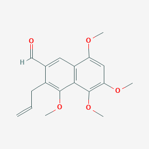 molecular formula C18H20O5 B15404002 2-Naphthalenecarboxaldehyde, 4,5,6,8-tetramethoxy-3-(2-propenyl)- CAS No. 834867-21-9