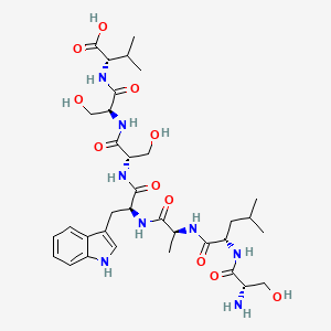 molecular formula C34H52N8O11 B15404010 L-Seryl-L-leucyl-L-alanyl-L-tryptophyl-L-seryl-L-seryl-L-valine CAS No. 923585-09-5