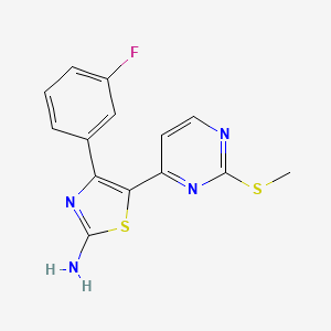 molecular formula C14H11FN4S2 B15404554 4-(3-Fluorophenyl)-5-[2-(methylsulfanyl)pyrimidin-4-yl]-1,3-thiazol-2-amine CAS No. 917808-02-7