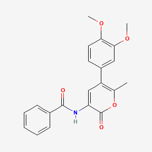 molecular formula C21H19NO5 B15404938 N-[5-(3,4-Dimethoxyphenyl)-6-methyl-2-oxo-2H-pyran-3-yl]benzamide CAS No. 864777-23-1