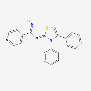 molecular formula C21H16N4S B15406455 4-Pyridinecarboximidamide, N-(3,4-diphenyl-2(3H)-thiazolylidene)- CAS No. 875575-68-1