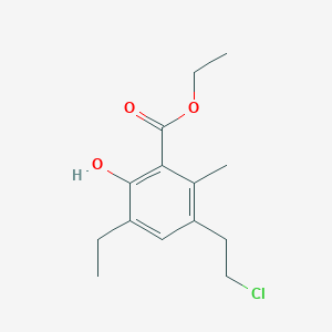 molecular formula C14H19ClO3 B15406708 Benzoic acid, 3-(2-chloroethyl)-5-ethyl-6-hydroxy-2-methyl-, ethyl ester CAS No. 824948-45-0