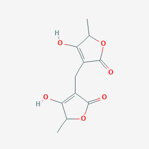 molecular formula C11H12O6 B15408764 3,3'-Methylenebis(4-hydroxy-5-methylfuran-2(5H)-one) CAS No. 526203-73-6