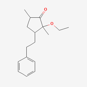 molecular formula C17H24O2 B15408844 2-Ethoxy-2,5-dimethyl-3-(2-phenylethyl)cyclopentan-1-one CAS No. 832100-04-6