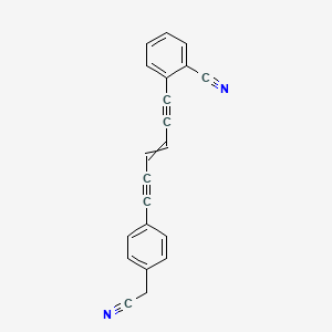 molecular formula C21H12N2 B15408848 2-{6-[4-(Cyanomethyl)phenyl]hex-3-ene-1,5-diyn-1-yl}benzonitrile CAS No. 823227-07-2