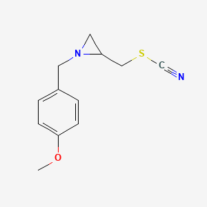 molecular formula C12H14N2OS B15408882 Thiocyanic acid, [1-[(4-methoxyphenyl)methyl]-2-aziridinyl]methyl ester CAS No. 832724-79-5