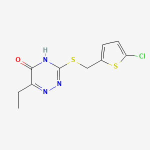 molecular formula C10H10ClN3OS2 B15408907 3-{[(5-Chlorothiophen-2-yl)methyl]sulfanyl}-6-ethyl-1,2,4-triazin-5(2H)-one CAS No. 824983-17-7