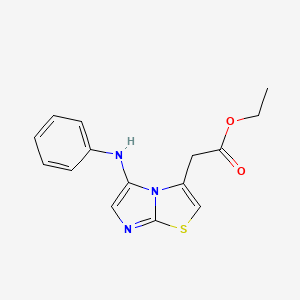 molecular formula C15H15N3O2S B15409249 Ethyl (5-anilinoimidazo[2,1-b][1,3]thiazol-3-yl)acetate CAS No. 823806-62-8