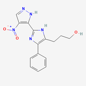 3-[2-(4-Nitro-1,2-dihydro-3H-pyrazol-3-ylidene)-5-phenyl-2H-imidazol-4-yl]propan-1-ol