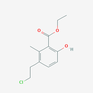 molecular formula C12H15ClO3 B15410218 Benzoic acid, 3-(2-chloroethyl)-6-hydroxy-2-methyl-, ethyl ester CAS No. 824948-44-9