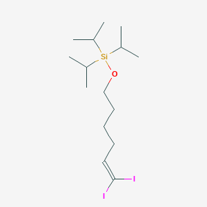 molecular formula C15H30I2OSi B15410306 Silane, [(6,6-diiodo-5-hexenyl)oxy]tris(1-methylethyl)- CAS No. 823180-11-6