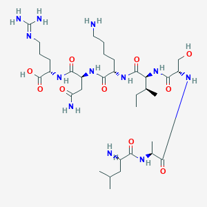 molecular formula C34H64N12O10 B15410439 L-Leucyl-L-alanyl-L-seryl-L-isoleucyl-L-lysyl-L-asparaginyl-N~5~-(diaminomethylidene)-L-ornithine CAS No. 570375-91-6