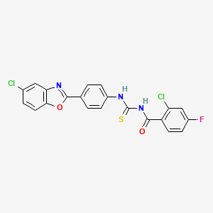 2-chloro-N-{[4-(5-chloro-1,3-benzoxazol-2-yl)phenyl]carbamothioyl}-4-fluorobenzamide