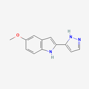 molecular formula C12H11N3O B15410746 2-(1,2-Dihydro-3H-pyrazol-3-ylidene)-5-methoxy-2H-indole CAS No. 827317-44-2