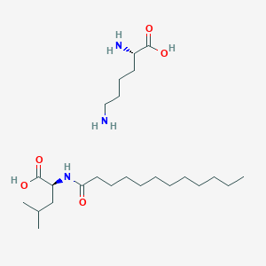 molecular formula C24H49N3O5 B15410768 (2S)-2,6-diaminohexanoic acid;(2S)-2-(dodecanoylamino)-4-methylpentanoic acid CAS No. 503302-46-3