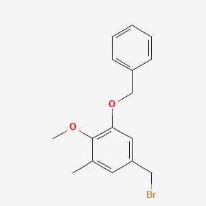 molecular formula C16H17BrO2 B15411611 Benzene, 5-(bromomethyl)-2-methoxy-1-methyl-3-(phenylmethoxy)- 