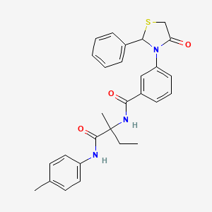 molecular formula C28H29N3O3S B15411832 N-{2-methyl-1-[(4-methylphenyl)amino]-1-oxobutan-2-yl}-3-(4-oxo-2-phenyl-1,3-thiazolidin-3-yl)benzamide CAS No. 484647-11-2