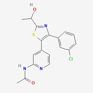 molecular formula C18H16ClN3O2S B15412141 N-[4-[4-(3-Chlorophenyl)-2-(1-hydroxyethyl)-1,3-thiazol-5-YL]-2-pyridyl]acetamide CAS No. 365431-09-0