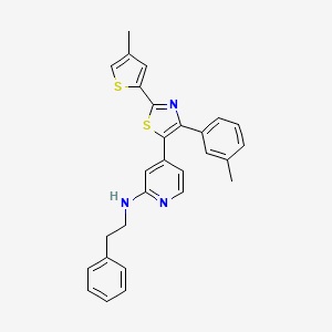 4-[4-(3-methylphenyl)-2-(4-methylthiophen-2-yl)-1,3-thiazol-5-yl]-N-(2-phenylethyl)pyridin-2-amine