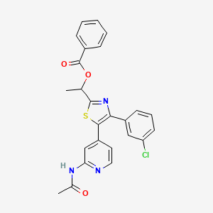 molecular formula C25H20ClN3O3S B15412516 1-[5-(2-Acetamidopyridin-4-yl)-4-(3-chlorophenyl)-1,3-thiazol-2-yl]ethyl benzoate CAS No. 365430-97-3