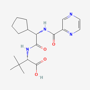 N-{(2S)-2-Cyclopentyl-2-[(pyrazine-2-carbonyl)amino]acetyl}-3-methyl-L-valine