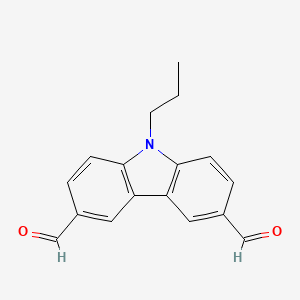 molecular formula C17H15NO2 B15413443 9-Propyl-9H-carbazole-3,6-dicarbaldehyde CAS No. 502421-06-9