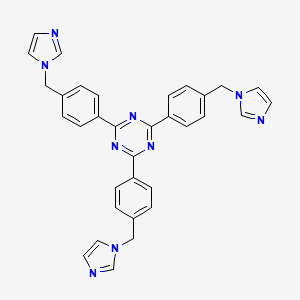 molecular formula C33H27N9 B15414330 1,3,5-Triazine, 2,4,6-tris[4-(1H-imidazol-1-ylmethyl)phenyl]- CAS No. 496861-38-2