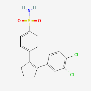 molecular formula C17H15Cl2NO2S B15415753 4-[2-(3,4-Dichlorophenyl)cyclopenten-1-yl]benzenesulfonamide CAS No. 165328-39-2