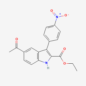 molecular formula C19H16N2O5 B15416068 Ethyl 5-acetyl-3-(4-nitrophenyl)-1H-indole-2-carboxylate CAS No. 134581-00-3