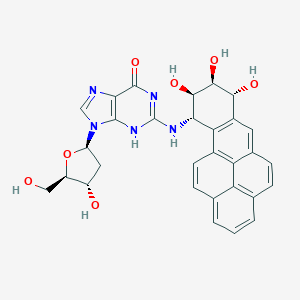 B154190 9-[(2R,4S,5R)-4-hydroxy-5-(hydroxymethyl)oxolan-2-yl]-2-[[(7R,8S,9R,10S)-7,8,9-trihydroxy-7,8,9,10-tetrahydrobenzo[a]pyren-10-yl]amino]-3H-purin-6-one CAS No. 65437-20-9