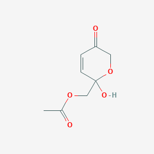 molecular formula C8H10O5 B15419559 2H-Pyran-3(6H)-one, 6-[(acetyloxy)methyl]-6-hydroxy- CAS No. 120040-08-6