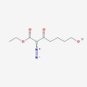 molecular formula C9H14N2O4 B15419766 2-Diazonio-1-ethoxy-7-hydroxy-1-oxohept-2-en-3-olate CAS No. 115399-63-8