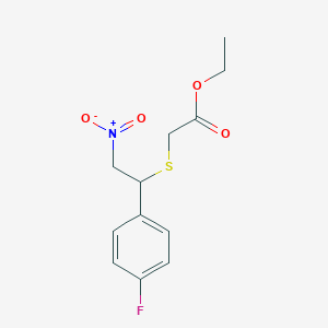 molecular formula C12H14FNO4S B15423931 Acetic acid, [[1-(4-fluorophenyl)-2-nitroethyl]thio]-, ethyl ester CAS No. 110112-61-3