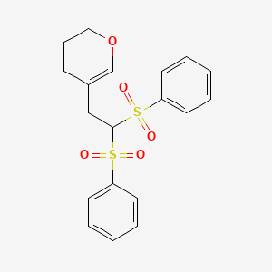 molecular formula C19H20O5S2 B15426825 5-[2,2-Di(benzenesulfonyl)ethyl]-3,4-dihydro-2H-pyran CAS No. 92976-58-4