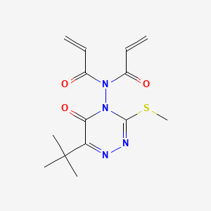 molecular formula C14H18N4O3S B15427660 2-Propenamide, N-(6-(1,1-dimethylethyl)-3-(methylthio)-5-oxo-1,2,4-triazin-4(5H)-yl)-N-(1-oxo-2-propenyl)- CAS No. 90168-77-7