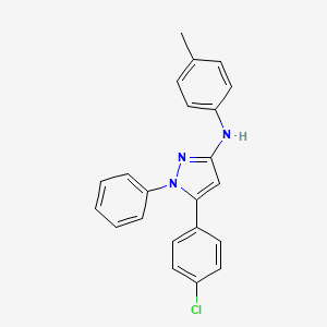 molecular formula C22H18ClN3 B15428775 5-(4-Chlorophenyl)-N-(4-methylphenyl)-1-phenyl-1H-pyrazol-3-amine CAS No. 90568-83-5