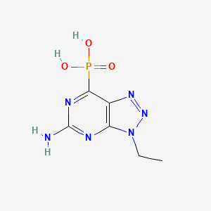 molecular formula C6H9N6O3P B15430994 (5-Amino-3-ethyltriazolo[4,5-d]pyrimidin-7-yl)phosphonic acid CAS No. 90031-02-0