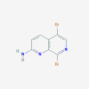 molecular formula C8H5Br2N3 B15432255 5,8-Dibromo-1,7-naphthyridin-2-amine CAS No. 87992-41-4