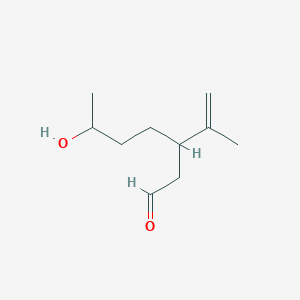 molecular formula C10H18O2 B15432320 6-Hydroxy-3-(prop-1-EN-2-YL)heptanal CAS No. 89822-42-4