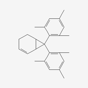 molecular formula C25H30 B15433352 7,7-Bis(2,4,6-trimethylphenyl)bicyclo[4.1.0]hept-2-ene CAS No. 87969-93-5