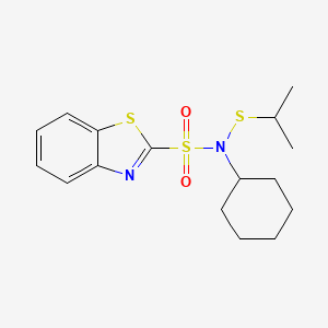 molecular formula C16H22N2O2S3 B15433549 N-Cyclohexyl-N-[(propan-2-yl)sulfanyl]-1,3-benzothiazole-2-sulfonamide CAS No. 85438-89-7