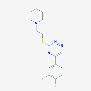 molecular formula C16H18F2N4S B15433565 5-(3,4-Difluorophenyl)-3-{[2-(piperidin-1-yl)ethyl]sulfanyl}-1,2,4-triazine CAS No. 87992-25-4